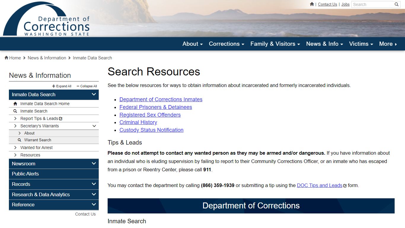 Search Resources | Washington State Department of Corrections